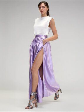 Cynthia Rowley Elegant Lavender Satin Skirt NWT